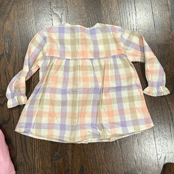 H&M Girl shirt bundle Pink Ruffle and Plaid Button-Up Shirt - Picture 4 of 8